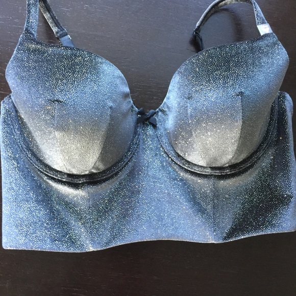 34C Victoria Secret velvet logo black glitter bra - Picture 7 of 9